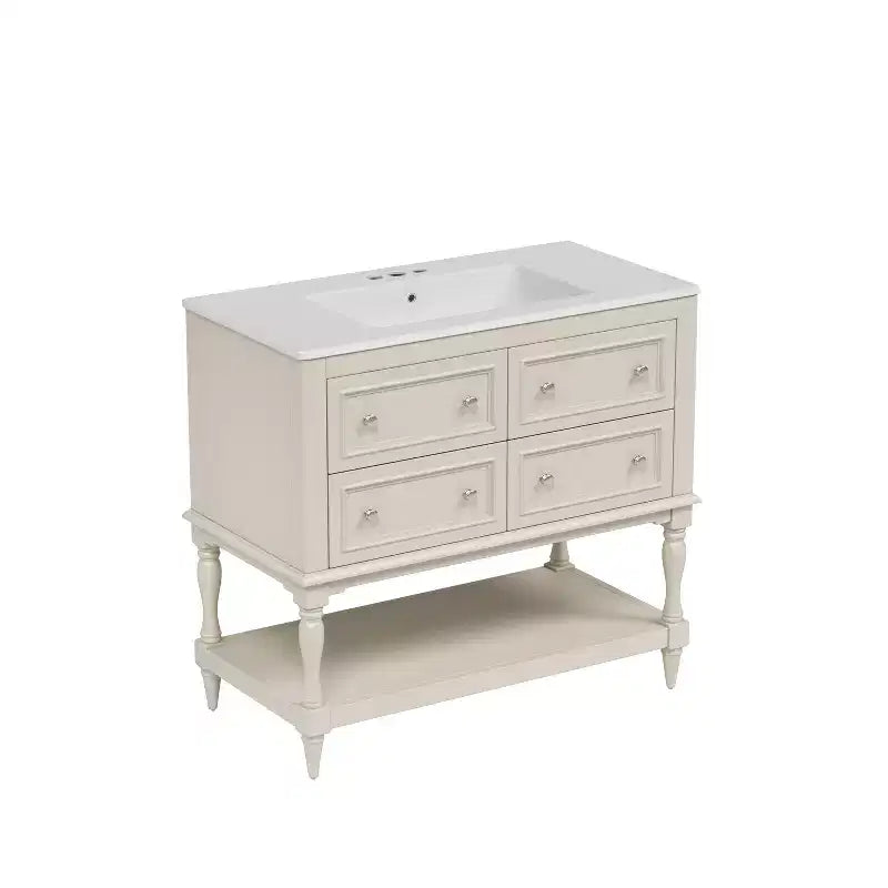 Mobile da Bagno da 90 cm con Lavabo, Mobiletto da Bagno con Cassetti, Mobile Bagno con Lavabo Singolo in Legno