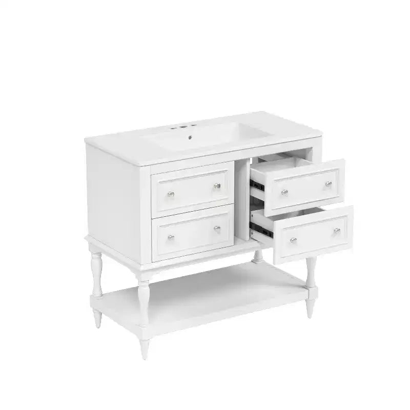 Mobile da Bagno da 90 cm con Lavabo, Mobiletto da Bagno con Cassetti, Mobile Bagno con Lavabo Singolo in Legno