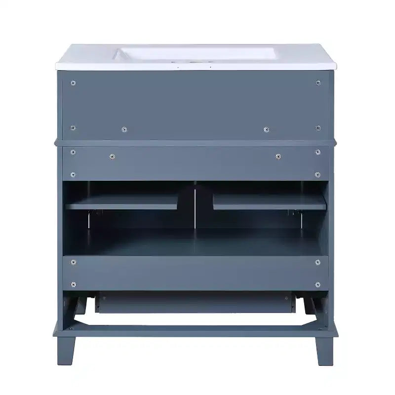 Mobile bagno con lavabo da 30 pollici, mobiletto da bagno con cassetti, mobiletto da bagno con lavabo singolo con ante a chiusura ammortizzata, blu
