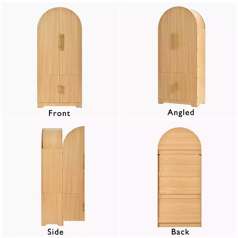 GDFStudio Ayden 72, dispensa alta da cucina con design ad arco scanalato, 8 mensole sullo sportello e 3 mensole regolabili