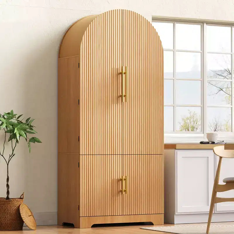 GDFStudio Ayden 72 Tall Arched Design Fluted Kitchen Pantry Cabinet with 8 Door Shelves and 3 Adjustable Shelves