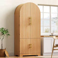 GDFStudio Ayden 72 Tall Arched Design Fluted Kitchen Pantry Cabinet with 8 Door Shelves and 3 Adjustable Shelves