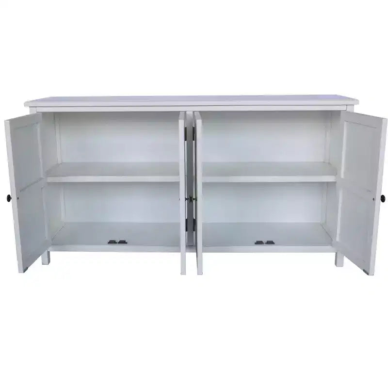 Credenza a dispensa da 60 pollici, mobiletto rustico in legno con 4 ante, versatile credenza a buffet per decorazione e organizzazione domestica, bianco