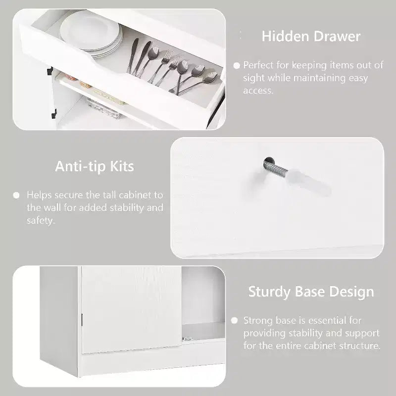 GDFStudio 72 Mobile Dispensa da Cucina Moderno Minimalista Alto con 4 Ante, 8 Ripiani su Anta e 3 Ripiani Regolabili