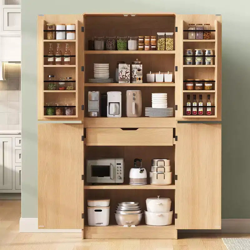 GDFStudio 72 Mobile Dispensa da Cucina Moderno Minimalista Alto con 4 Ante, 8 Ripiani su Anta e 3 Ripiani Regolabili