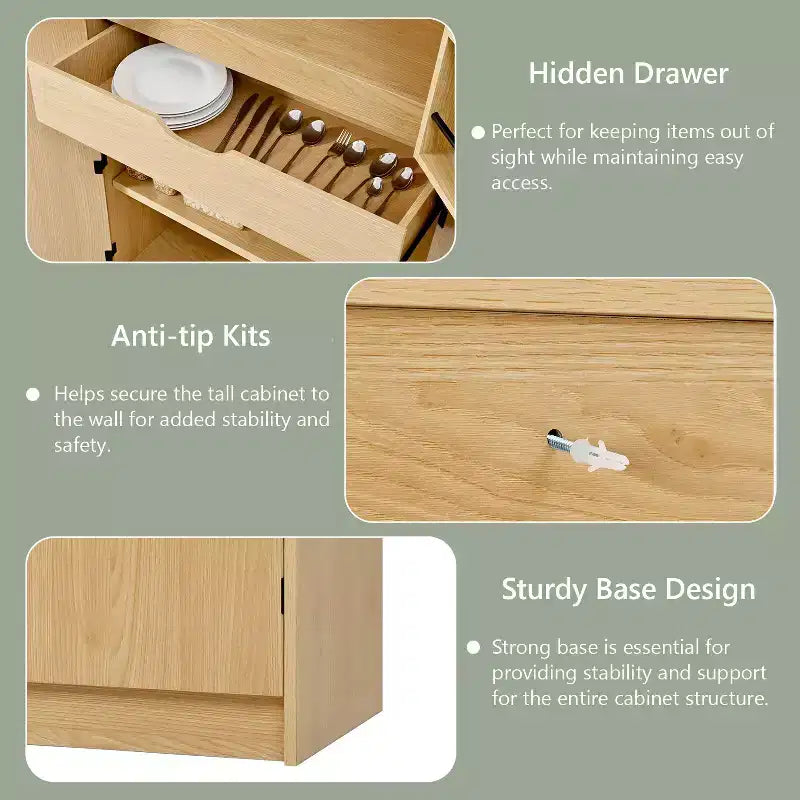 GDFStudio 72 Mobile Dispensa da Cucina Moderno Minimalista Alto con 4 Ante, 8 Ripiani su Anta e 3 Ripiani Regolabili