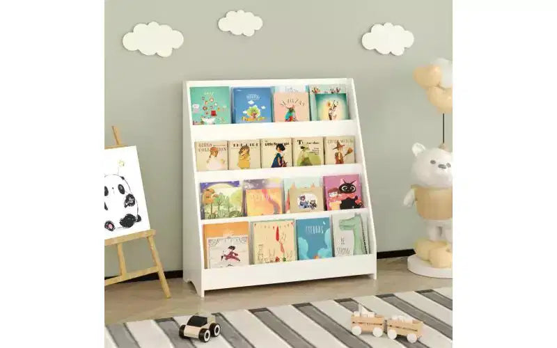 TUYOHW Libreria per bambini aperta a 4 ripiani, Scaffale espositivo per libri per bambini, Scaffale a pioli, Libreria in legno per camera da letto, sala giochi, aula