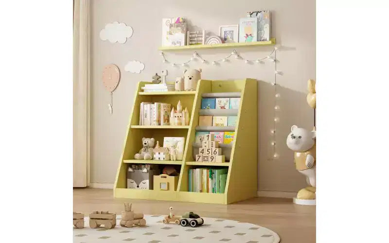TUYOHW Libreria per bambini aperta a 4 ripiani, Scaffale espositivo per libri per bambini, Scaffale a pioli, Libreria in legno per camera da letto, sala giochi, aula