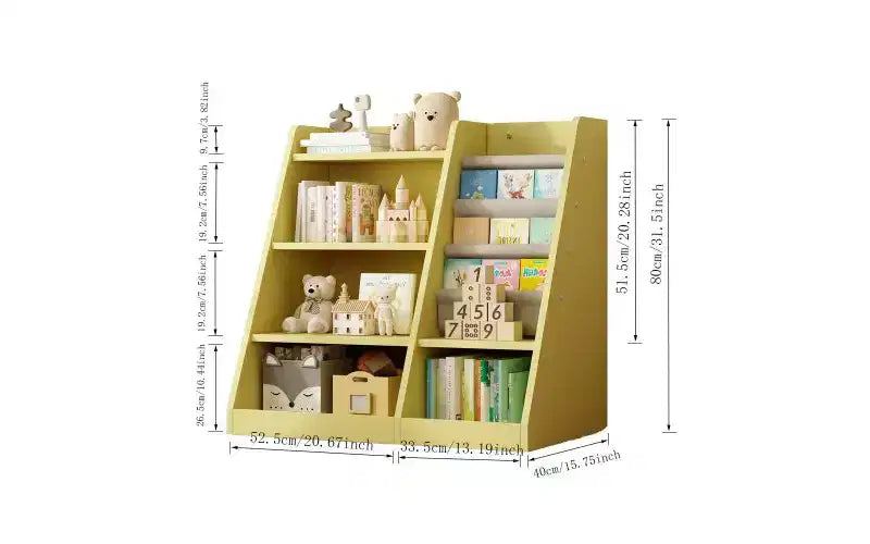 TUYOHW Libreria per bambini aperta a 4 ripiani, Scaffale espositivo per libri per bambini, Scaffale a pioli, Libreria in legno per camera da letto, sala giochi, aula
