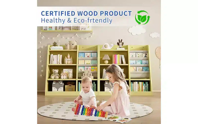 TUYOHW Libreria per bambini aperta a 4 ripiani, Scaffale espositivo per libri per bambini, Scaffale a pioli, Libreria in legno per camera da letto, sala giochi, aula