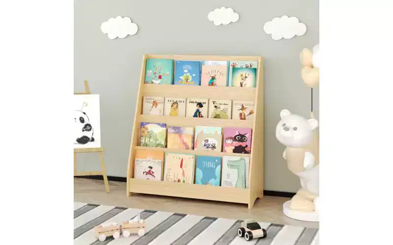 TUYOHW Libreria per bambini aperta a 4 ripiani, Scaffale espositivo per libri per bambini, Scaffale a pioli, Libreria in legno per camera da letto, sala giochi, aula