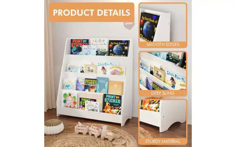 TUYOHW Libreria per bambini aperta a 4 ripiani, Scaffale espositivo per libri per bambini, Scaffale a pioli, Libreria in legno per camera da letto, sala giochi, aula