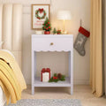 Comodino TUYOHW con bordo smerlato, cassetto e ripiano aperto, tavolino compatto, tavolino da letto per camera da letto, cameretta dei bambini