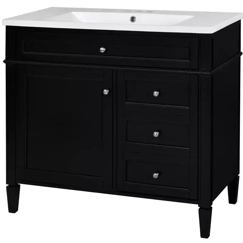 Mobile bagno da 90 cm con lavabo, Mobiletto bagno con cassetti, Mobile bagno singolo con lavabo