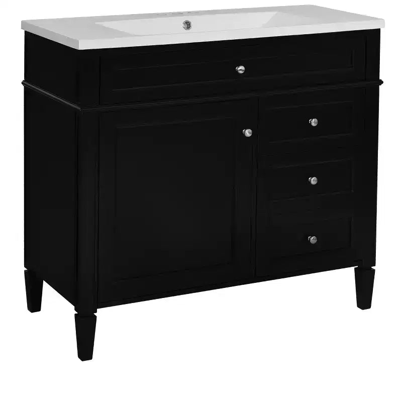 Mobile bagno da 90 cm con lavabo, Mobiletto bagno con cassetti, Mobile bagno singolo con lavabo