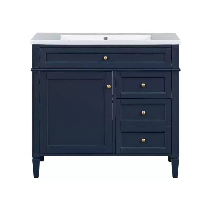 Mobile bagno da 90 cm con lavabo, Mobiletto bagno con cassetti, Mobile bagno singolo con lavabo