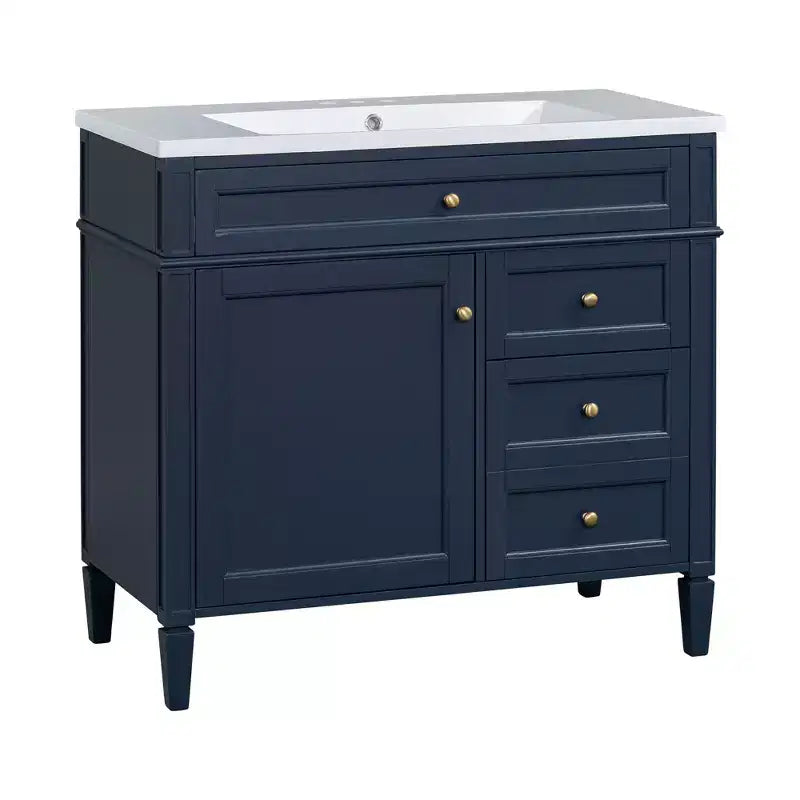 Mobile bagno da 90 cm con lavabo, Mobiletto bagno con cassetti, Mobile bagno singolo con lavabo