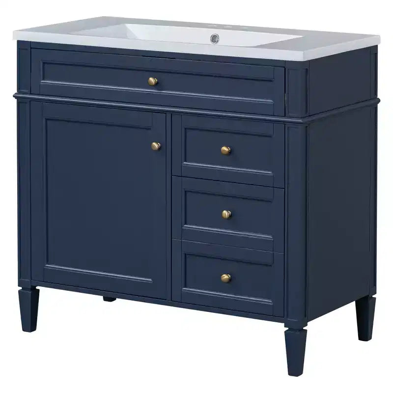 Mobile bagno da 90 cm con lavabo, Mobiletto bagno con cassetti, Mobile bagno singolo con lavabo