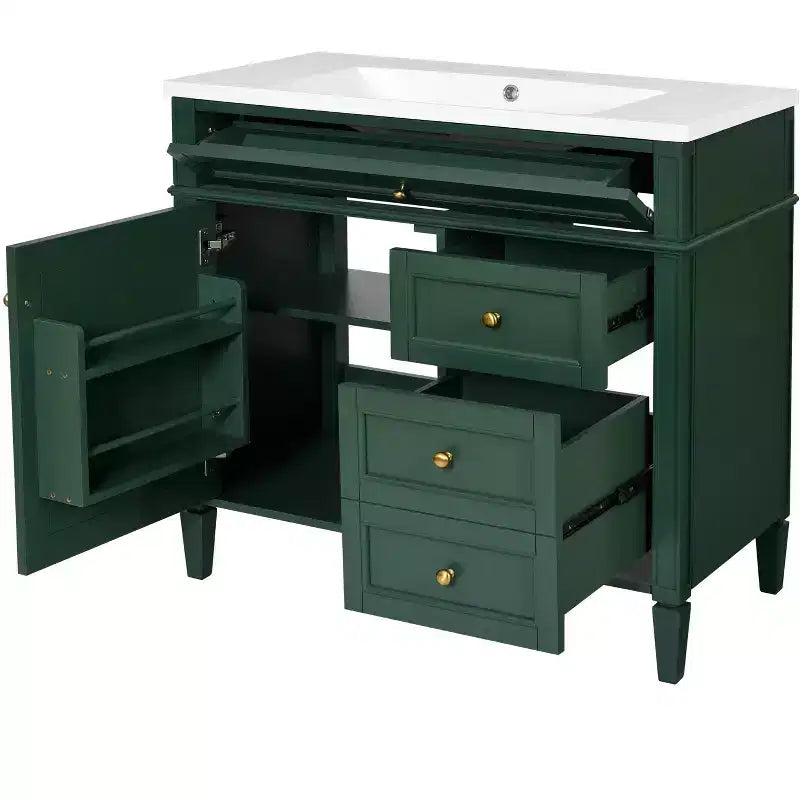 Mobile bagno da 90 cm con lavabo, Mobiletto bagno con cassetti, Mobile bagno singolo con lavabo