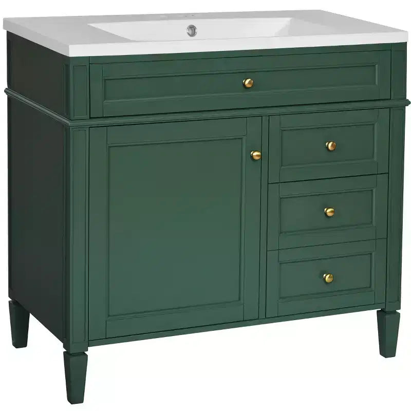 Mobile bagno da 90 cm con lavabo, Mobiletto bagno con cassetti, Mobile bagno singolo con lavabo