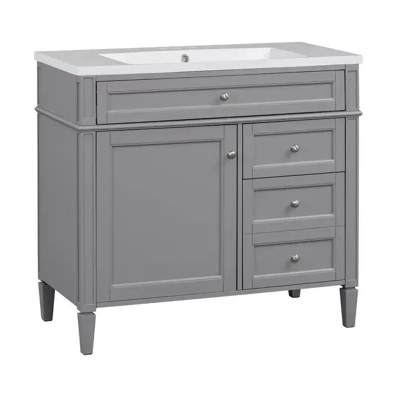 Mobile bagno da 90 cm con lavabo, Mobiletto bagno con cassetti, Mobile bagno singolo con lavabo