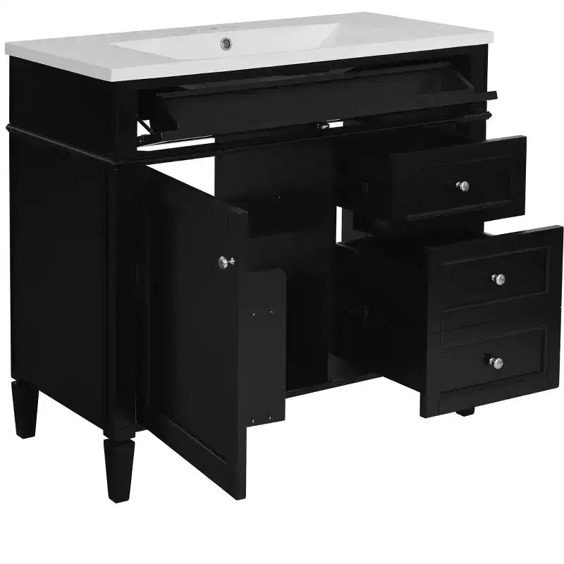 Mobile bagno da 90 cm con lavabo, Mobiletto bagno con cassetti, Mobile bagno singolo con lavabo