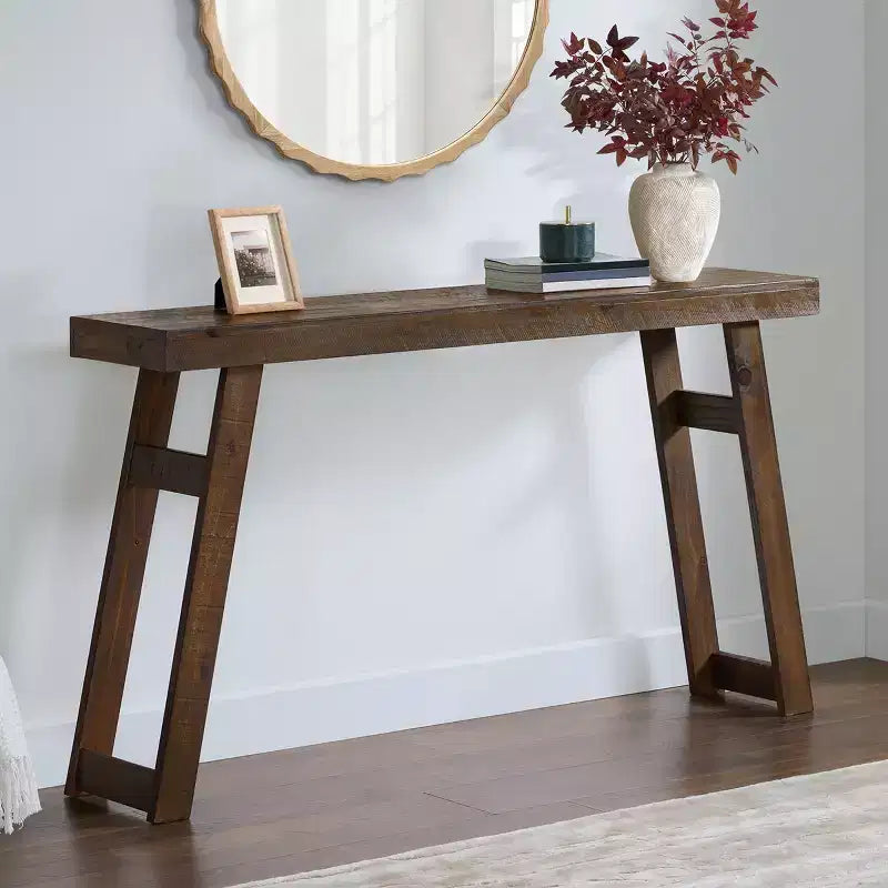 Consolle in legno massello Alaterre Furniture Lawas - Tavolo da ingresso in stile fattoria moderno da 56 pollici