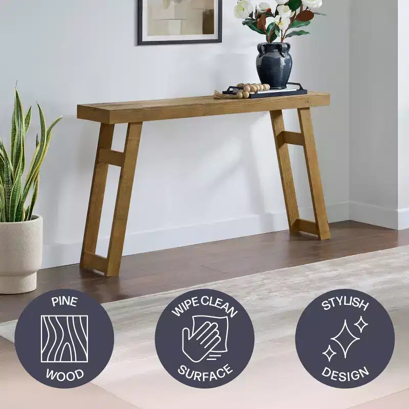 Consolle in legno massello Alaterre Furniture Lawas - Tavolo da ingresso in stile fattoria moderno da 56 pollici
