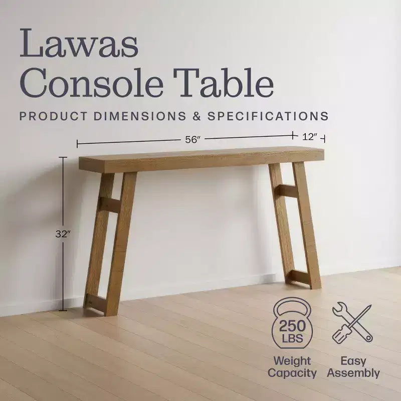 Consolle in legno massello Alaterre Furniture Lawas - Tavolo da ingresso in stile fattoria moderno da 56 pollici