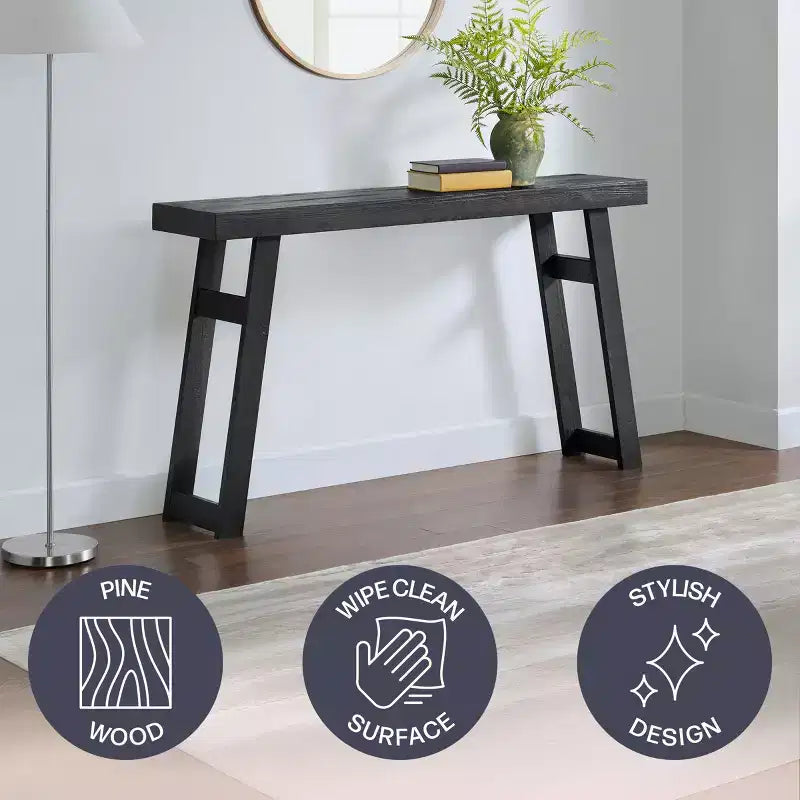 Consolle in legno massello Alaterre Furniture Lawas - Tavolo da ingresso in stile fattoria moderno da 56 pollici