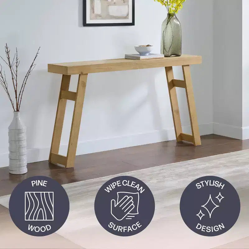 Consolle in legno massello Alaterre Furniture Lawas - Tavolo da ingresso in stile fattoria moderno da 56 pollici