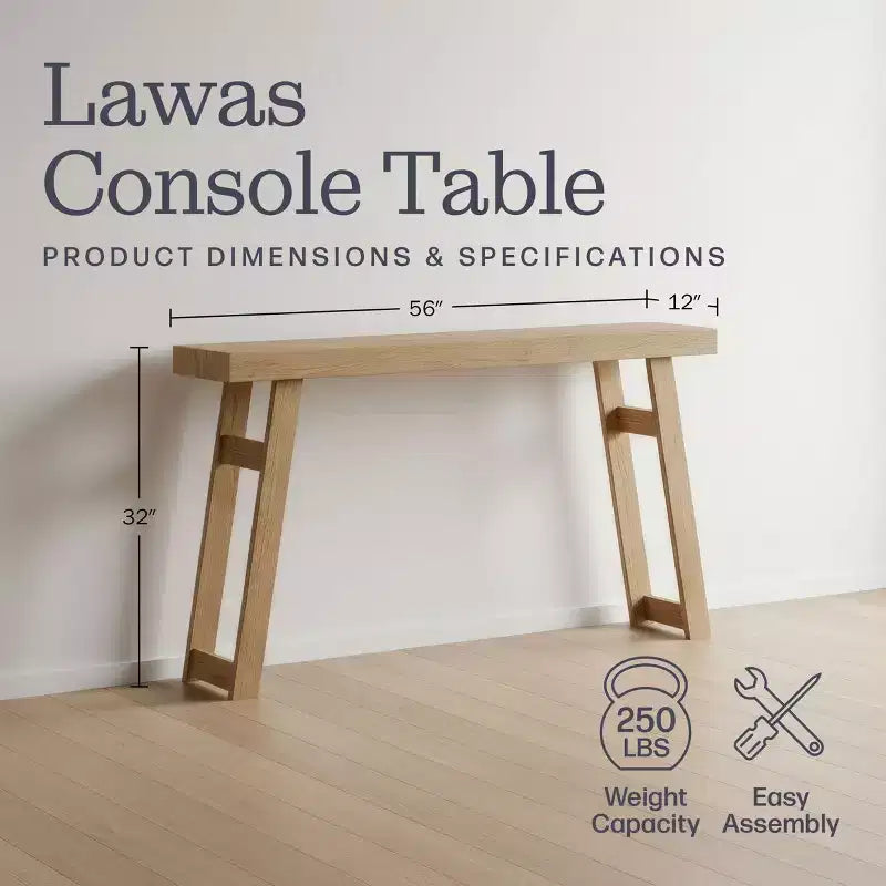 Consolle in legno massello Alaterre Furniture Lawas - Tavolo da ingresso in stile fattoria moderno da 56 pollici