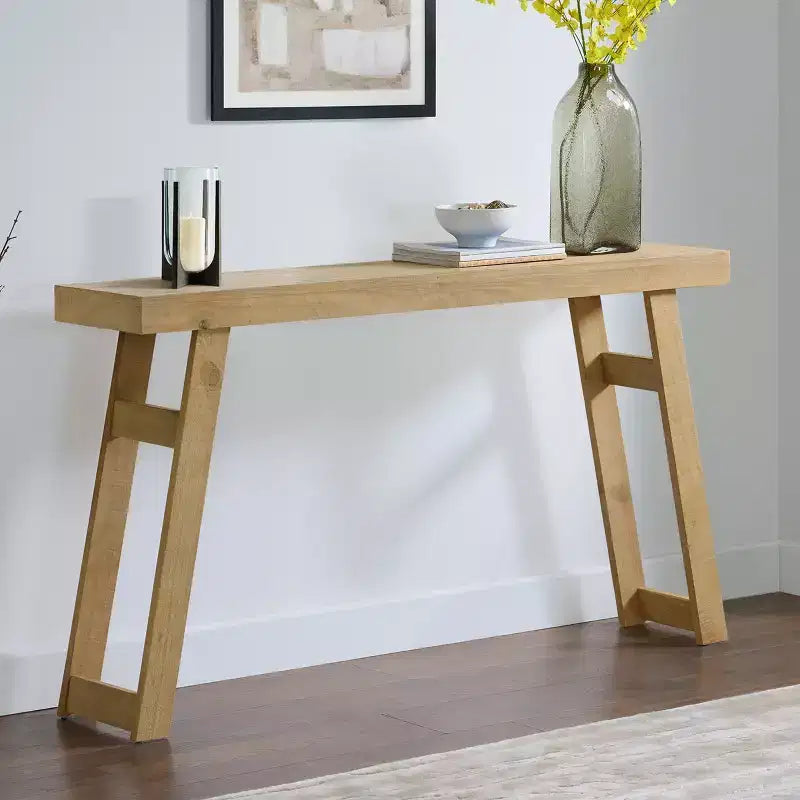 Consolle in legno massello Alaterre Furniture Lawas - Tavolo da ingresso in stile fattoria moderno da 56 pollici
