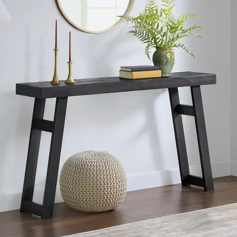 Consolle in legno massello Alaterre Furniture Lawas - Tavolo da ingresso in stile fattoria moderno da 56 pollici
