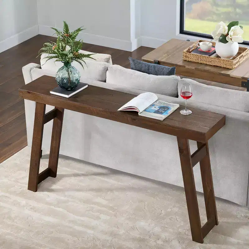 Consolle in legno massello Alaterre Furniture Lawas - Tavolo da ingresso in stile fattoria moderno da 56 pollici