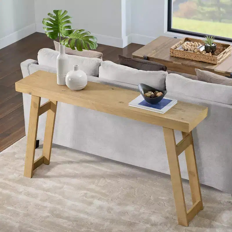 Consolle in legno massello Alaterre Furniture Lawas - Tavolo da ingresso in stile fattoria moderno da 56 pollici