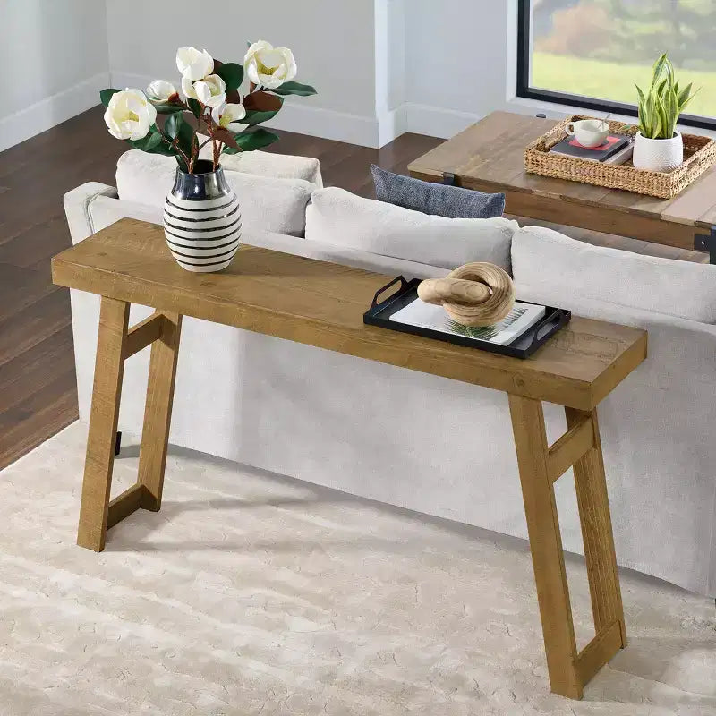 Consolle in legno massello Alaterre Furniture Lawas - Tavolo da ingresso in stile fattoria moderno da 56 pollici