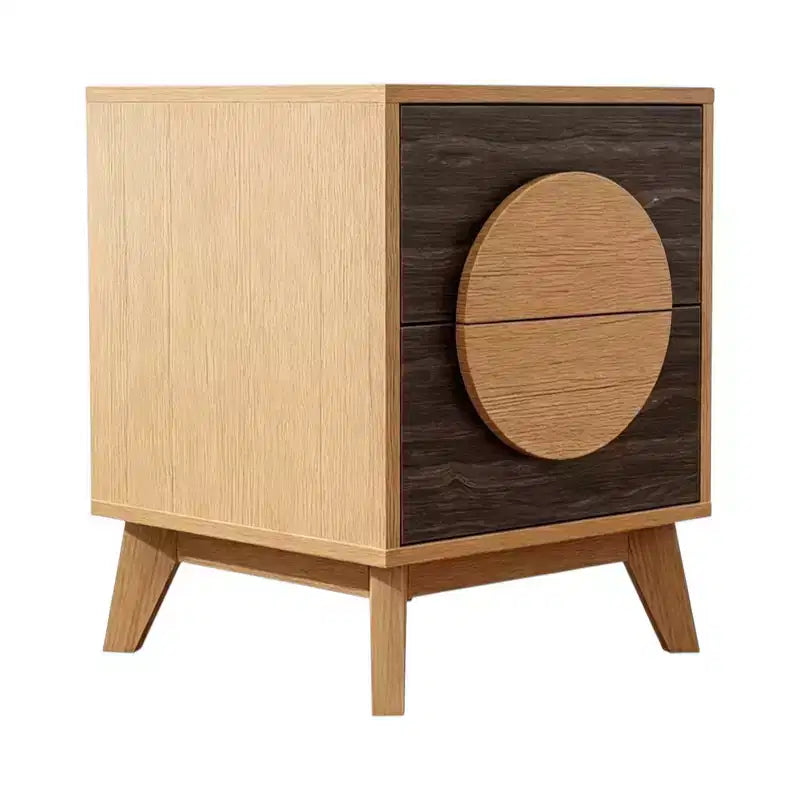 HomeRoots Set di Due Comodini Quadrati con Due Cassetti in Legno Massello di Rovere e Marrone Scuro da 21