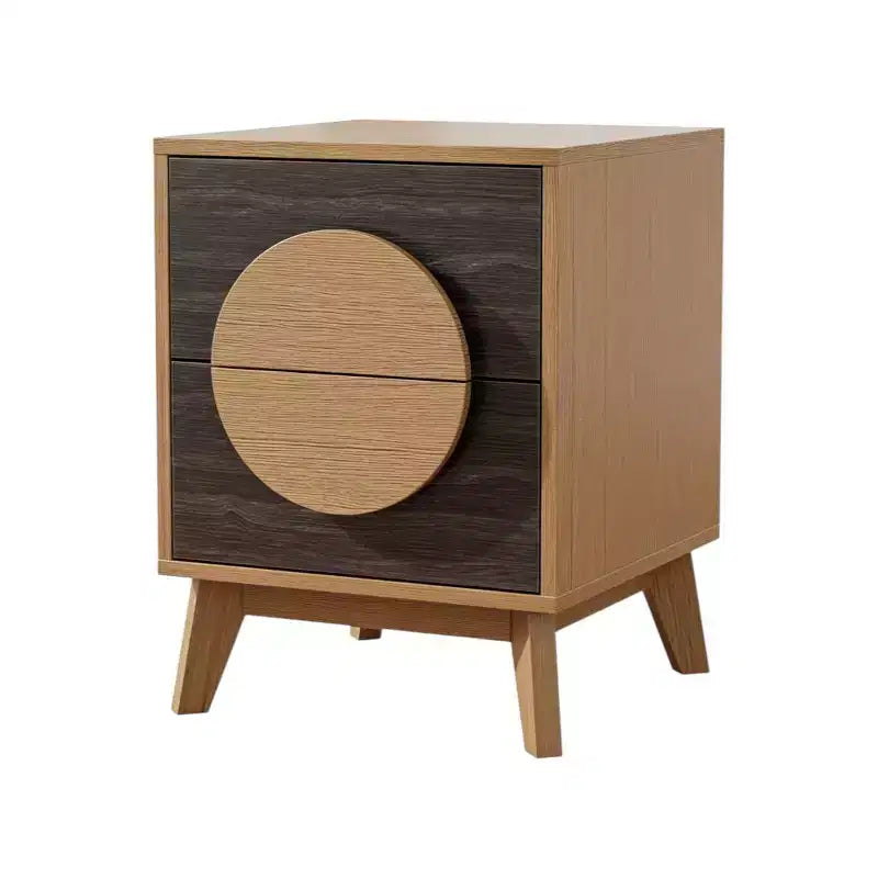 HomeRoots Set di Due Comodini Quadrati con Due Cassetti in Legno Massello di Rovere e Marrone Scuro da 21