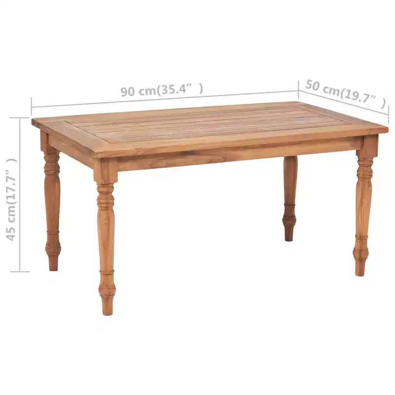vidaXL Tavolino da caffè Marrone in legno di teak 90x50x45 cm Intarsi decorativi