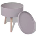 vidaXL Side Table with Serving Tray Round 15.6x17.5 Gray