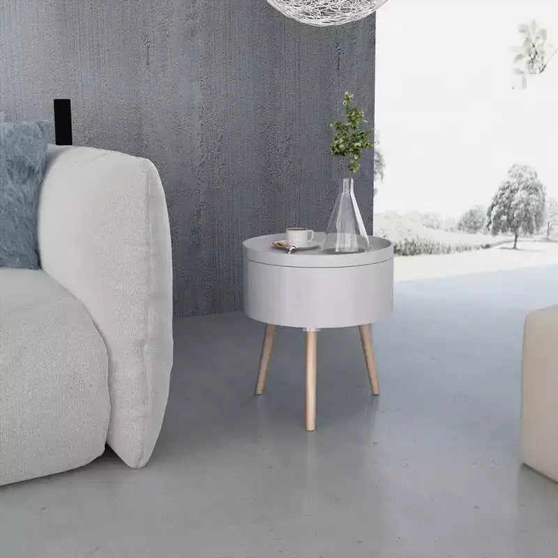 vidaXL Tavolino con vassoio rotondo 39,5x44,5 cm Grigio