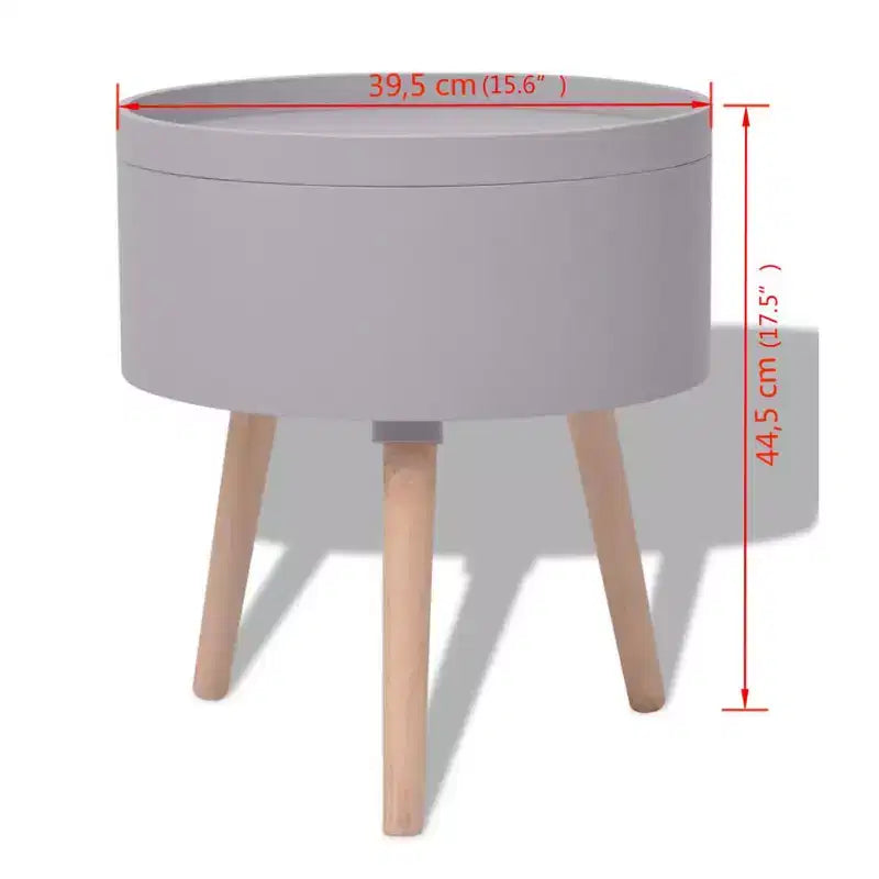 vidaXL Tavolino con vassoio rotondo 39,5x44,5 cm Grigio
