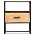 vidaXL Nightstand 15.7x11.8x19.6 - Industrial Styled Accent Bedside Table with Solid Mango Wood Construction and Powder-Coated Steel Legs