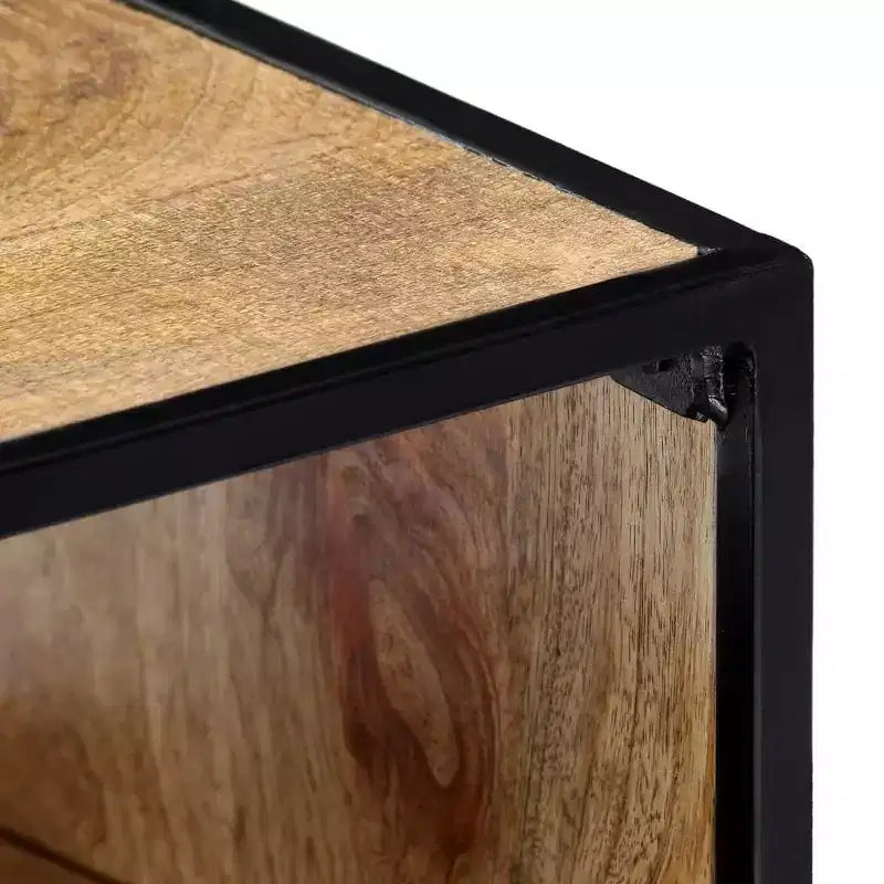 vidaXL Comodino 40x30x50 cm - Tavolino da Comodino d'Appoggio in Stile Industriale con Struttura in Legno Massello di Mango e Gambe in Acciaio Verniciato a Polvere