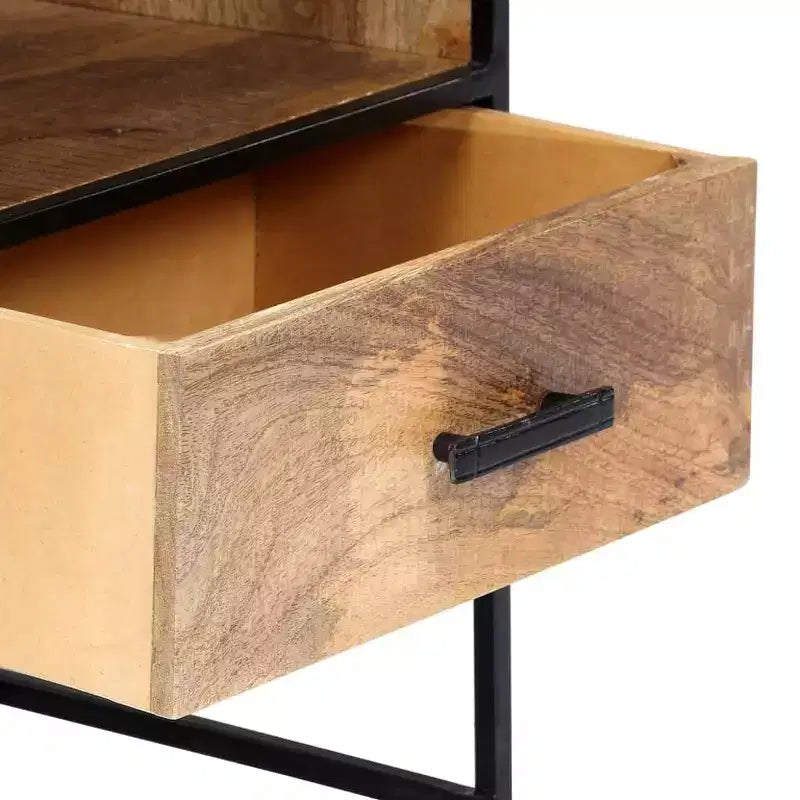 vidaXL Comodino 40x30x50 cm - Tavolino da Comodino d'Appoggio in Stile Industriale con Struttura in Legno Massello di Mango e Gambe in Acciaio Verniciato a Polvere