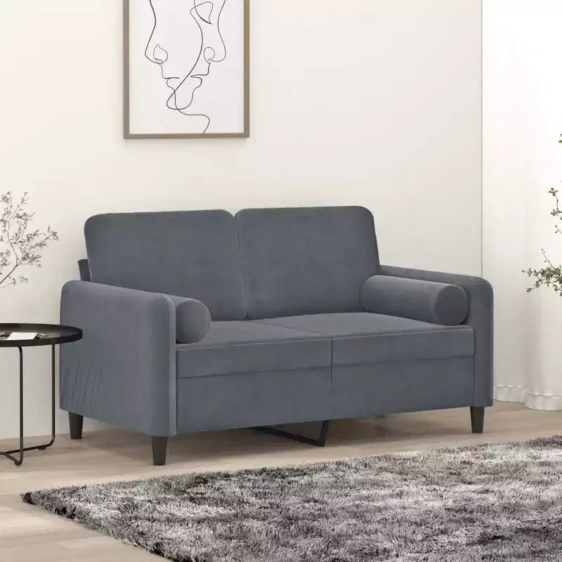 vidaXL Divano a 2 Posti con Cuscini Grigio Scuro 47.2 Velluto