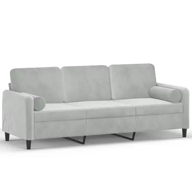 vidaXL 2-Seater Sofa with Throw Pillows Light Gray 55.1 Velvet