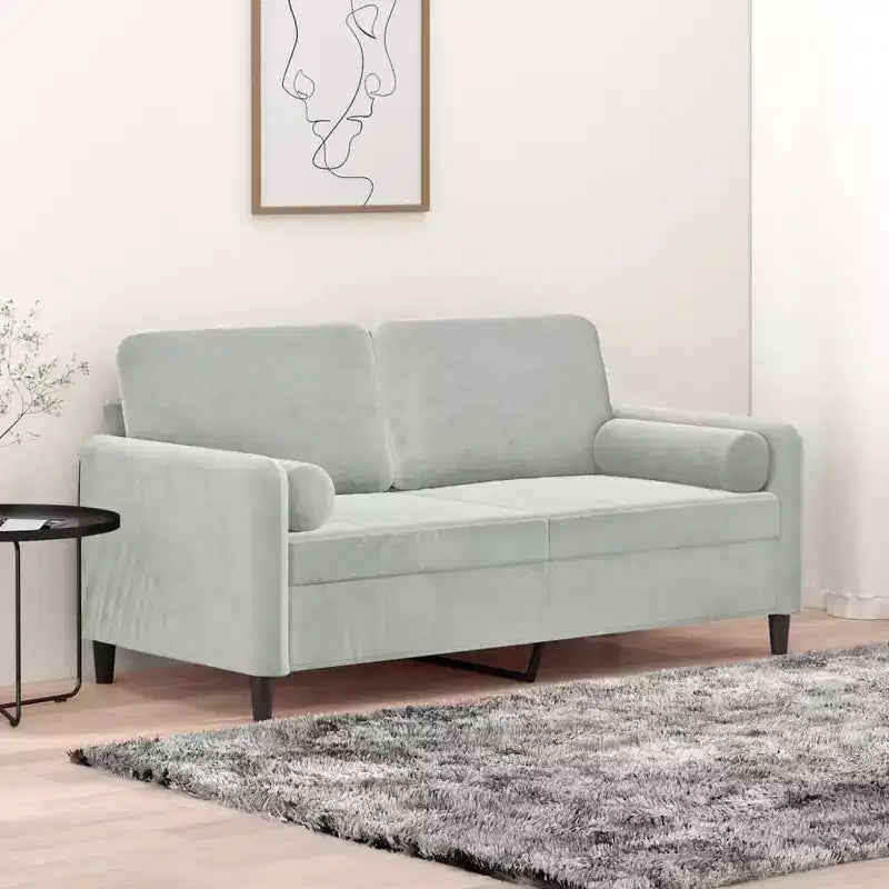 vidaXL Divano a 2 posti con cuscini decorativi grigio chiaro 55,1 velluto