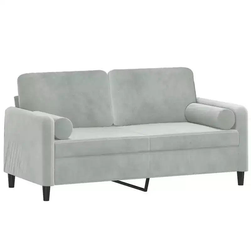 vidaXL Divano a 2 posti con cuscini decorativi grigio chiaro 55,1 velluto